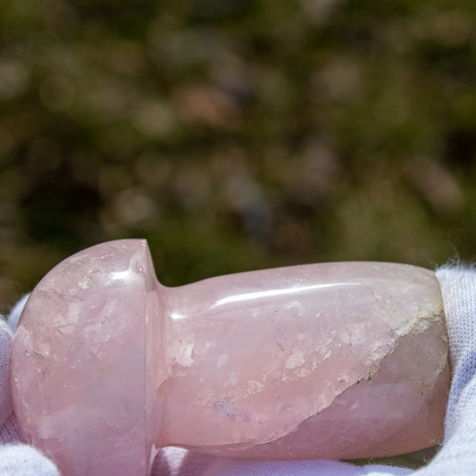 rose quartz mushroom carving polished crystal