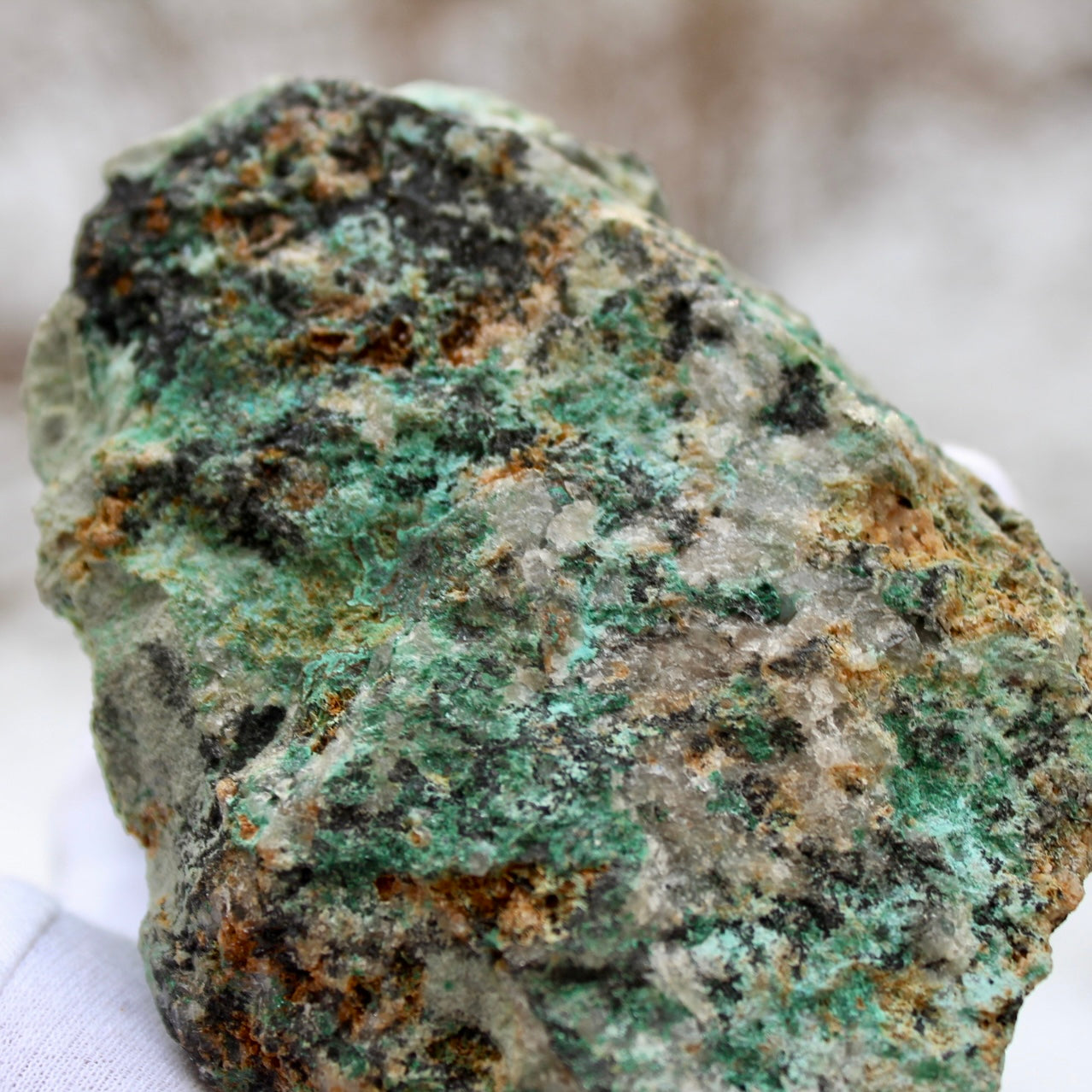 raw side of chrysocolla rock