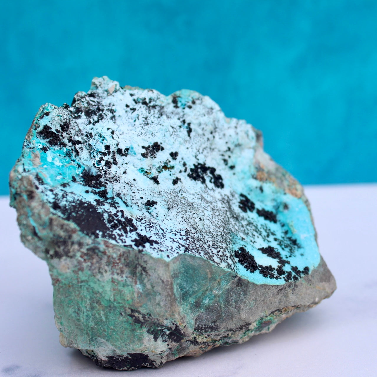 freeform raw chrysocolla and malachite speck rock