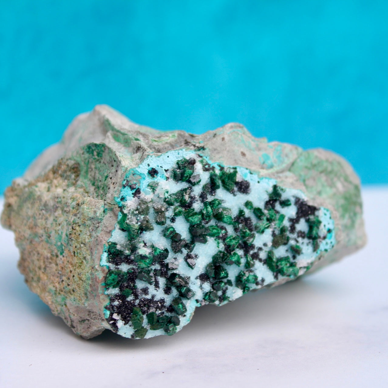 close up malachite cubes