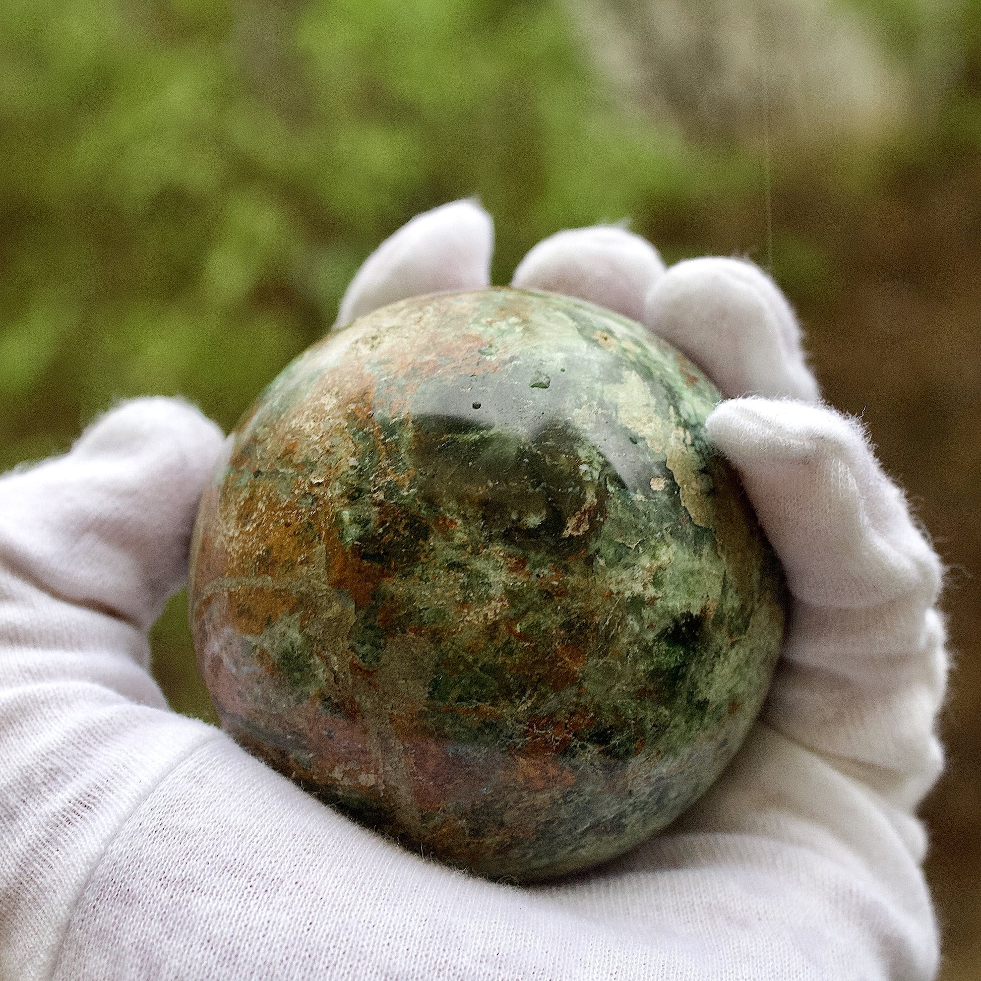 polished chrysoprase sphere
