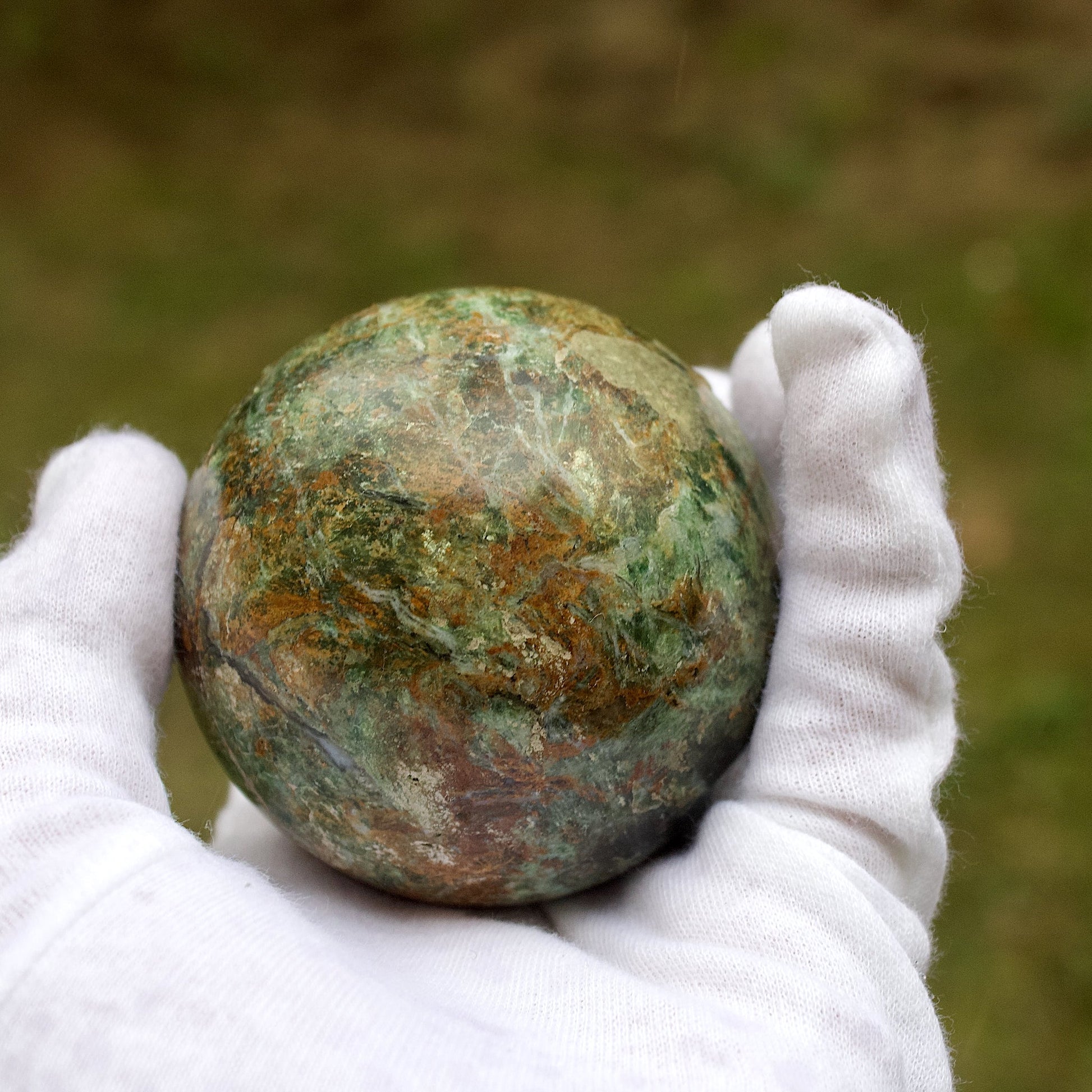 polished chrysoprase sphere