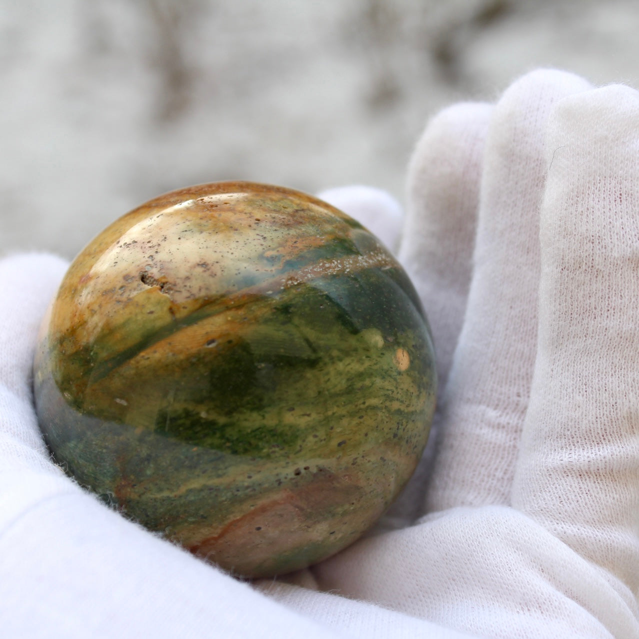 green banded ocean jasper polished sphere