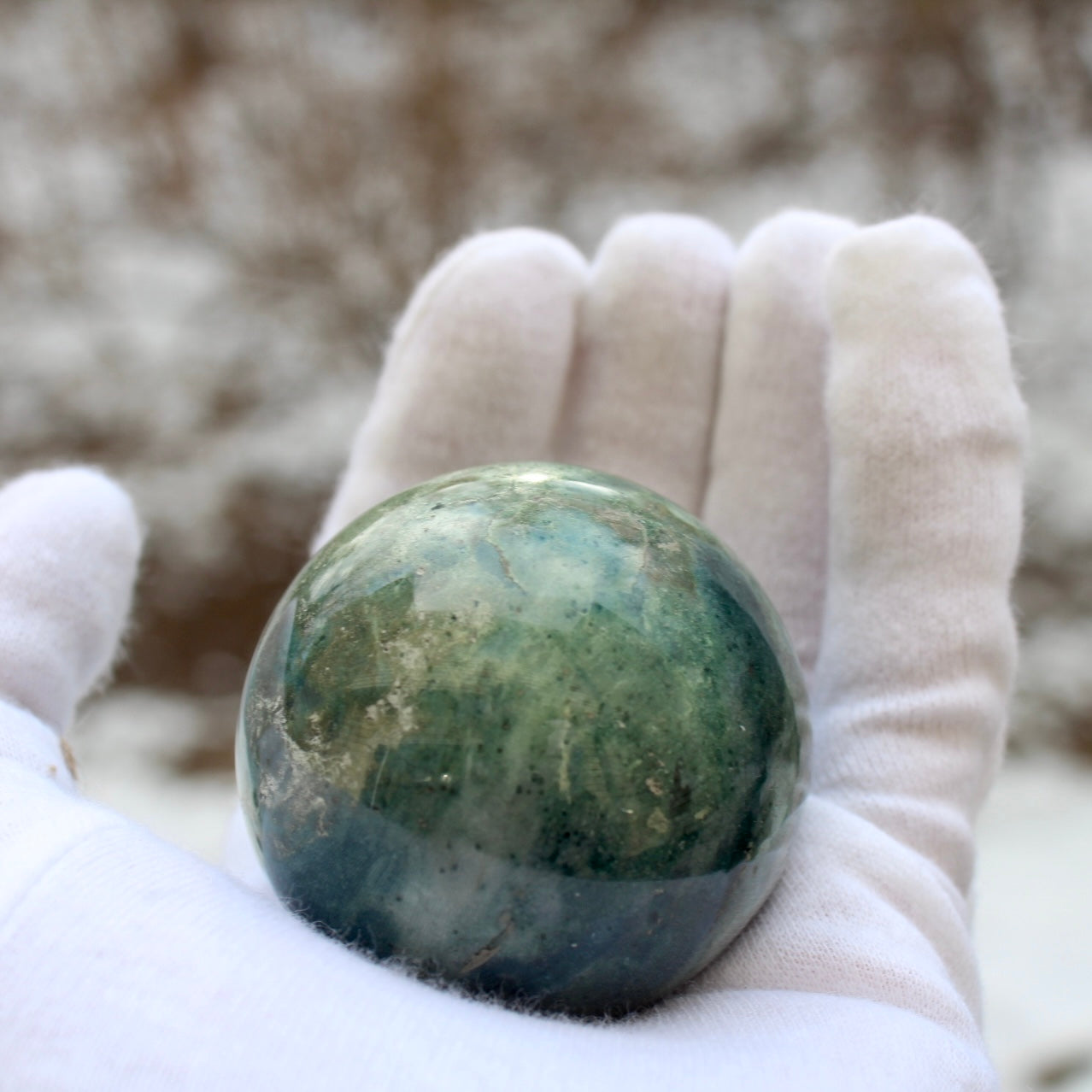 polished green ocean jasper sphere