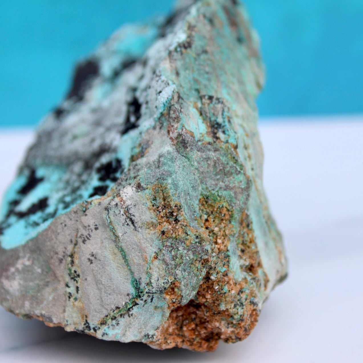 close up raw rock chrysocolla'