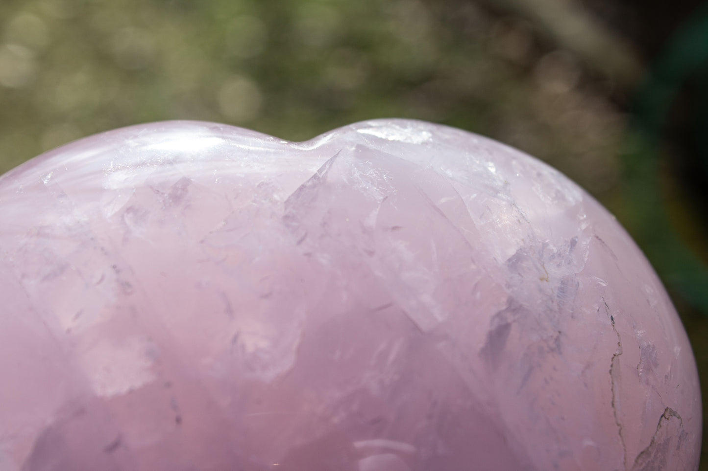 rose quartz heart polished carving cleft