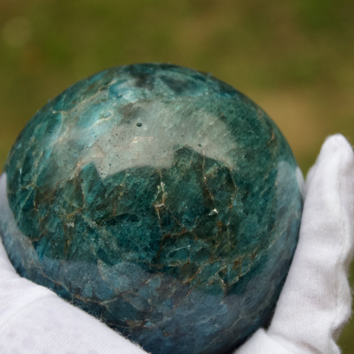 polished blue apatite sphere