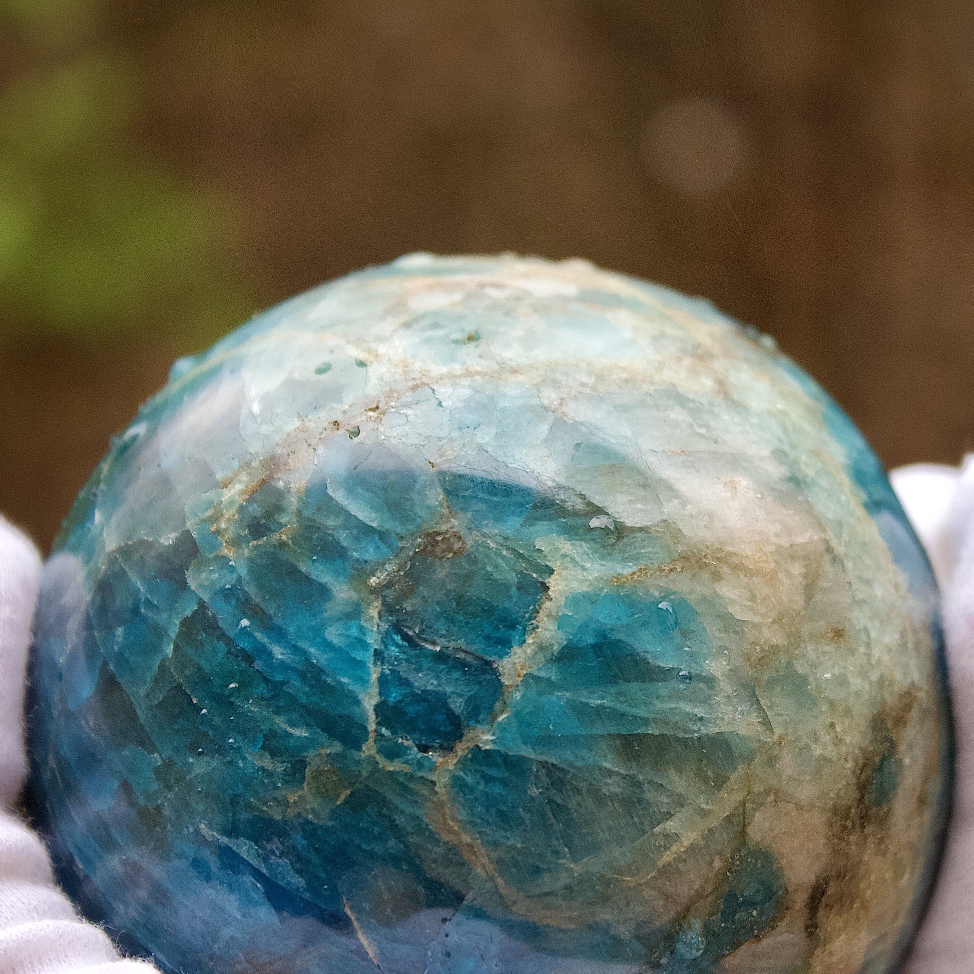 blue apatite polished sphere