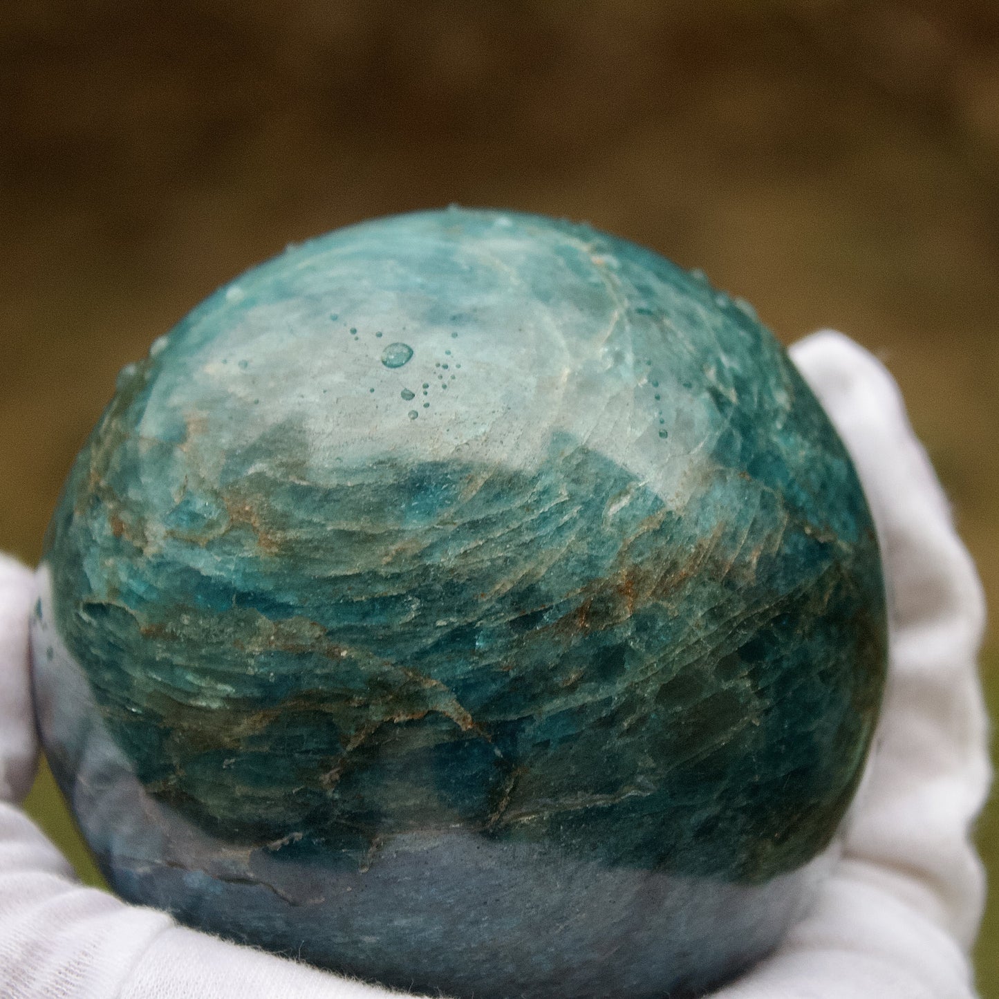 polished blue apatite sphere