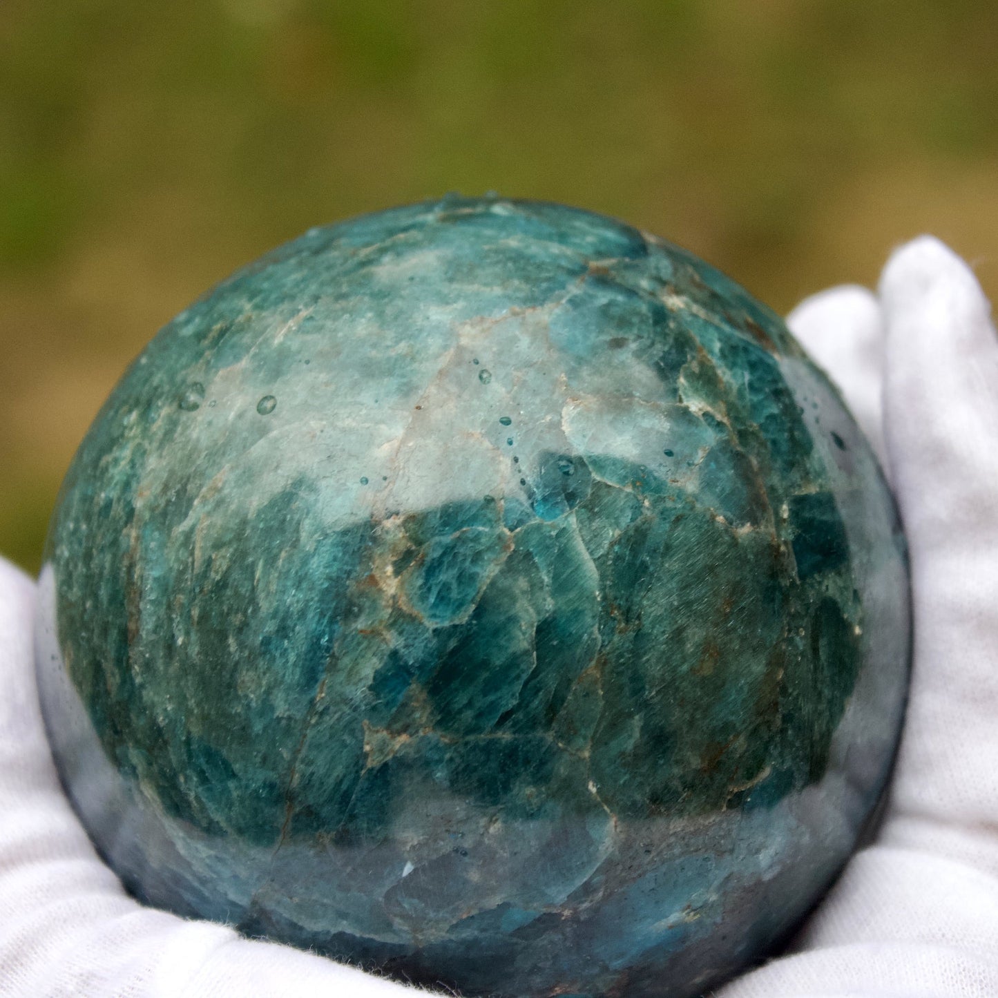 polished blue apatite sphere