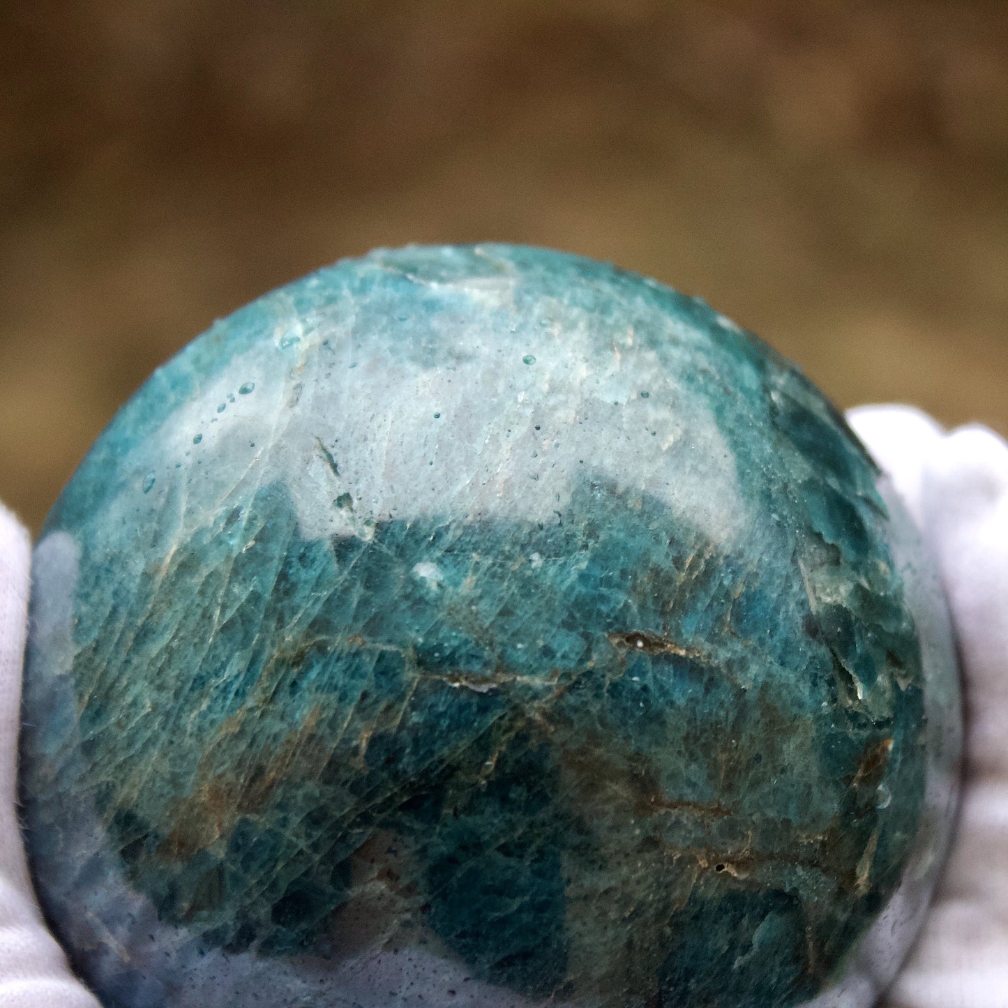 polished blue apatite sphere