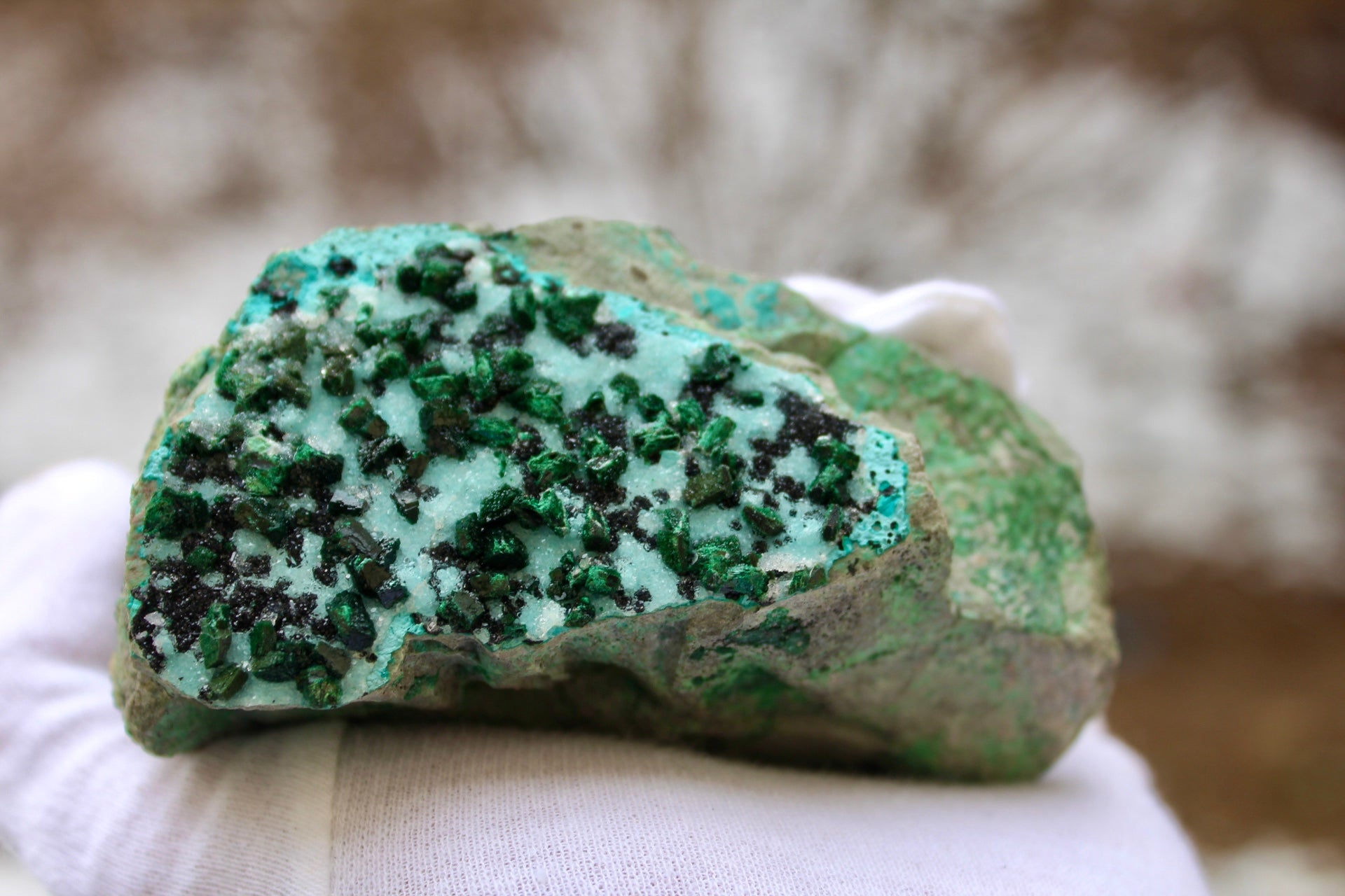 small chrysocolla malachite rock