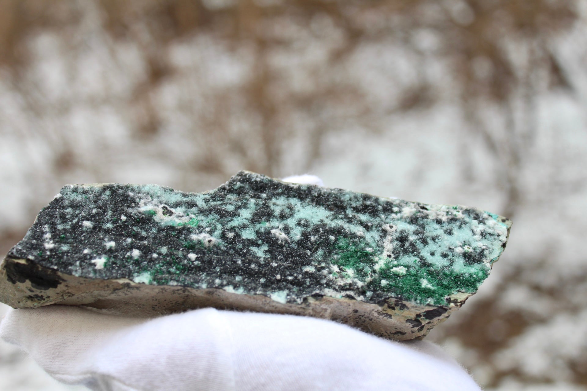 beauty shot strip rock chrysocolla and malachite