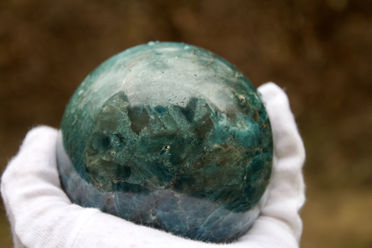 polished blue apatite sphere