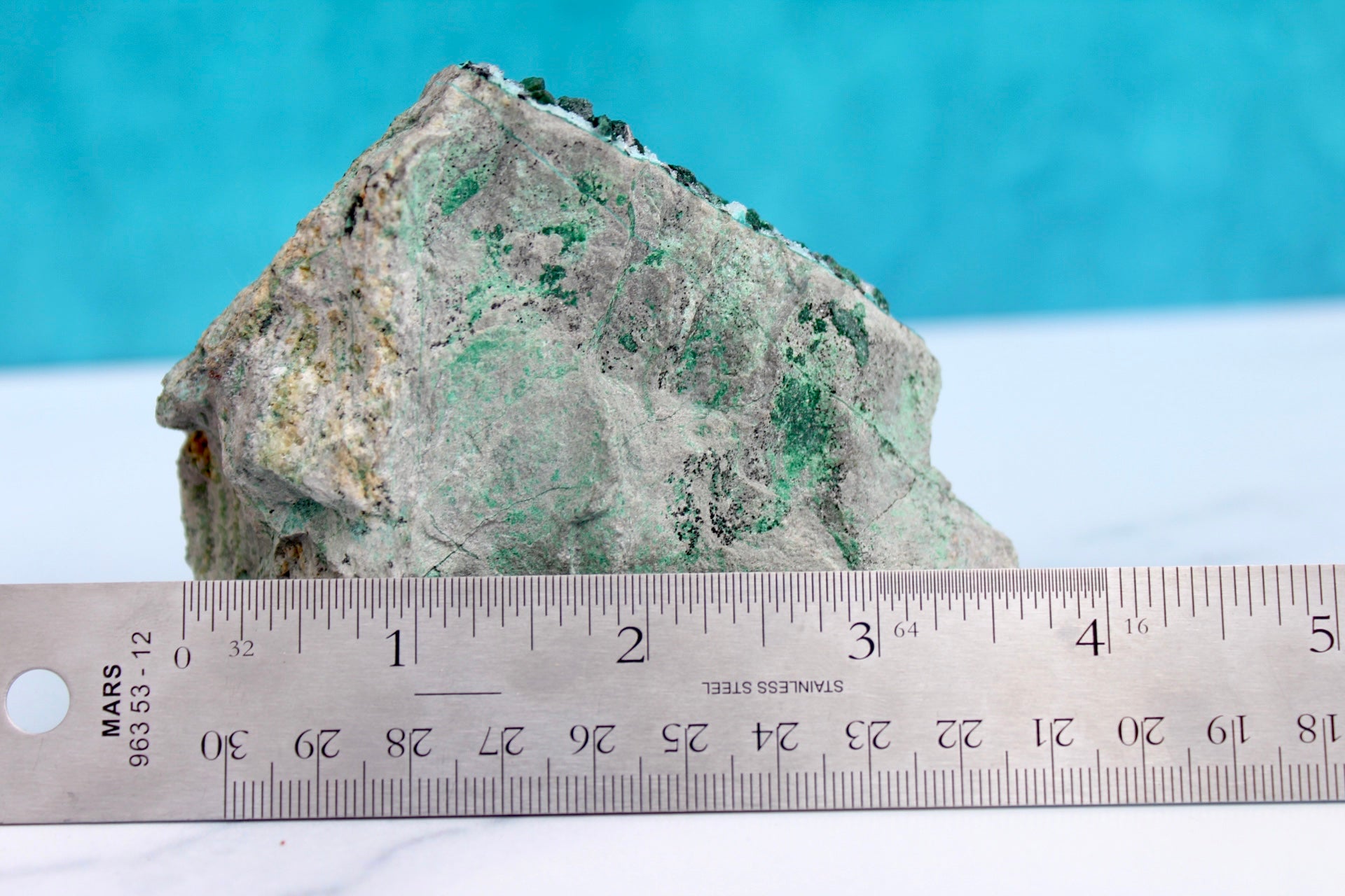 dimensions ruler size of rock chrysocolla malachite